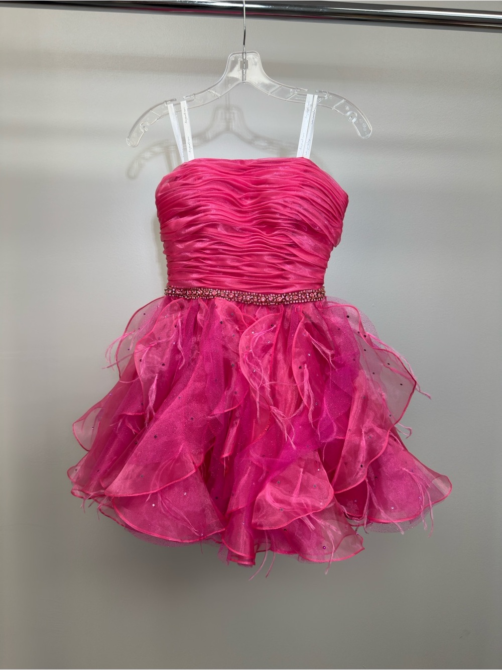Hot Pink Party Dress with Ruffled Skirt